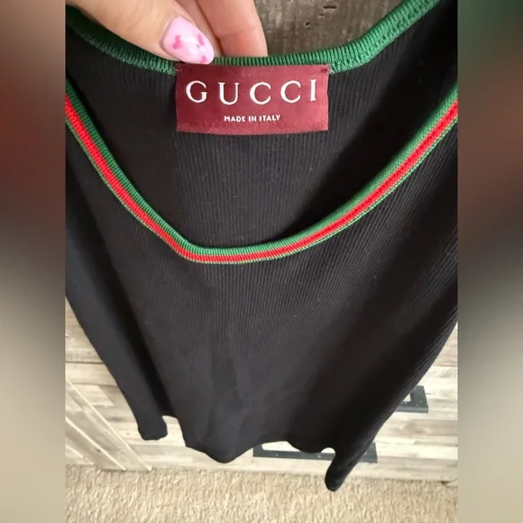 Gucci Black Tank Top with Green and Red Trim - Picture 2 of 5
